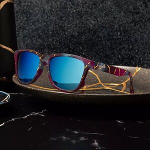 Goodr Cracks Add Character Multicolor Sunglasses Blue Lenses